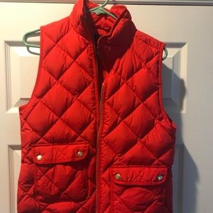 JCREW RED PUFFER VEST